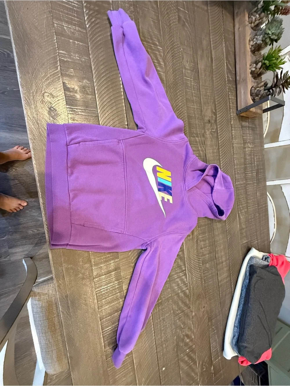 Nike Purple Pullover Hoodie with Multicolor Logo